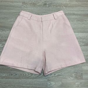 All: Row Pastel Pink Bermuda Shorts Ribbed Print Wide Leg High Waist